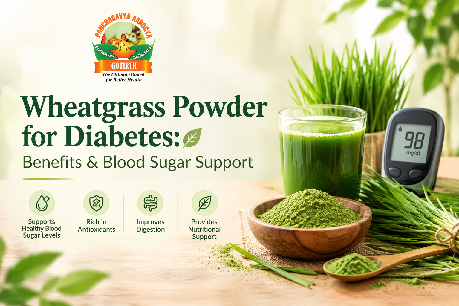 Gotirth VitaGreen wheatgrass powder for diabetes and blood sugar support